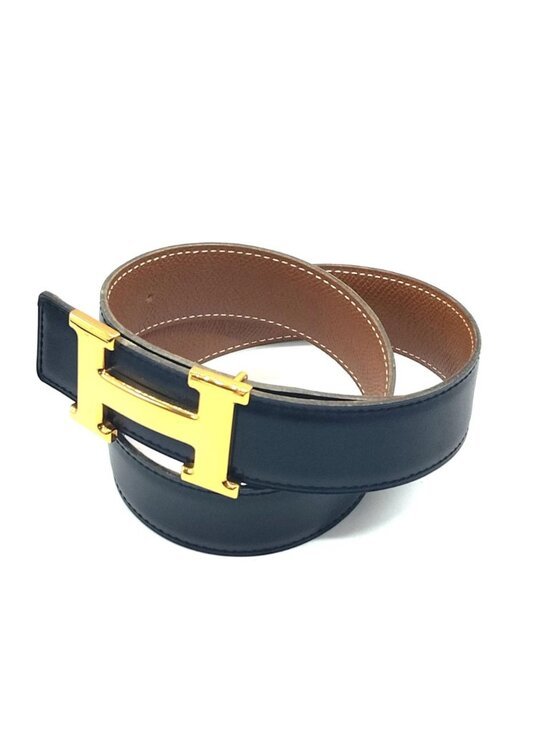 Authentic Hermès H Constance Reversible Black Brown Leather Belt Gold Buckle main image 10